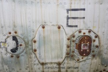 detail of a weathered russian fighter plane