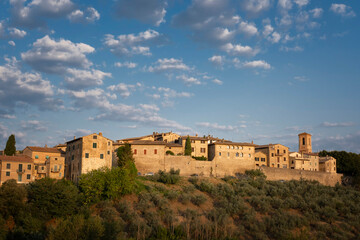 Panoramic view of a historic town in beautiful morning light, Umbria, Italy