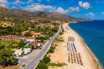 Skala Beach view from above, Cephalonia, Greece. Skala famous beach in Kefalonia island, Greece....