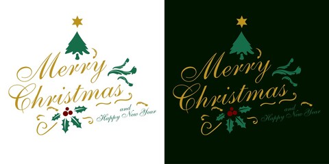Christmas greeting card. Merry Christmas and happy new year