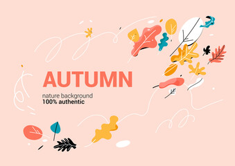 Trendy banner with color leaves