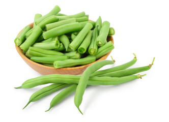 Green beans isolated on a white background with clipping path and full depth of field,