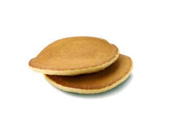 Two pancakes on white background