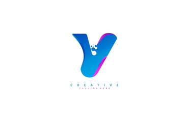 Initial V letter abstract colorful trendy creative stylized logo