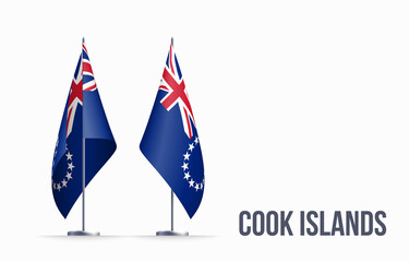 Cook island flag state symbol isolated on background national banner. Greeting card National Independence Day of the Cook island . Illustration banner with realistic state flag.