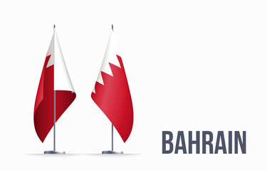 Bahrain flag state symbol isolated on background national banner. Greeting card National Independence Day of the kingdom of Bahrain. Illustration banner with realistic state flag.