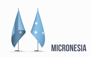 Micronesia flag state symbol isolated national banner. Greeting card National Day of small islands in the western Pacific Ocean. Illustration banner realistic state flag Federated States of Micronesia
