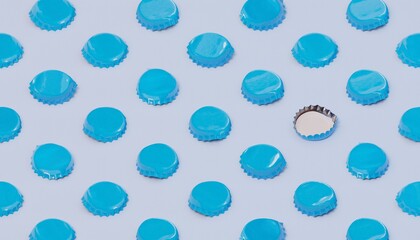 Fototapeta na wymiar Blue caps on cyan background. Seamless pattern. 3D illustration