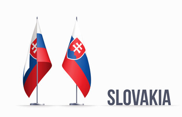 Slovakia flag state symbol isolated on background national banner. Greeting card National Independence Day of the Slovak Republic. Illustration banner with realistic state flag.