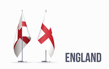 England flag state symbol isolated on background national banner. Greeting card National Independence Day of the part of the United Kingdom. Illustration banner with realistic state flag.