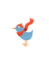 illustration of a bird with hat  isolated on white background 