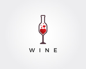 minimal wine logo template - vector illustration
