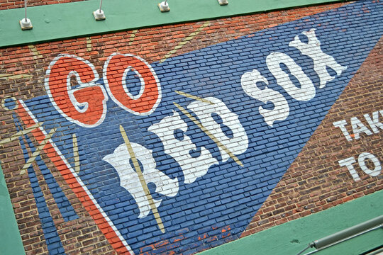 Fenway Park with Red Sox message on April 20, 2013 in Boston, USA. Fenway Park is the oldest professional sports venue in the United States. Baseball.