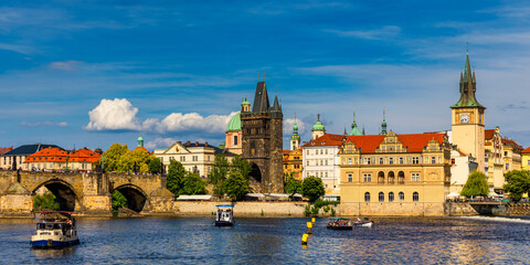Prague in a sunny day, view of the old town, Prague, Czech Republic. Scenic summer view of the Old...