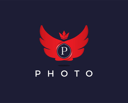 minimal wing letter p logo template - vector illustration
