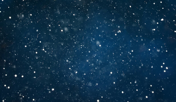 Navy Blue Night Background with falling snow