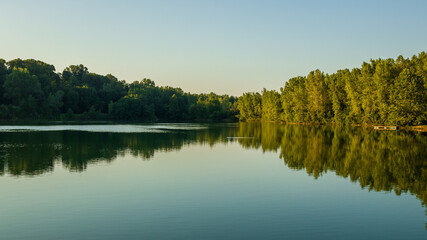 Fototapeta na wymiar lake reflection in the morning