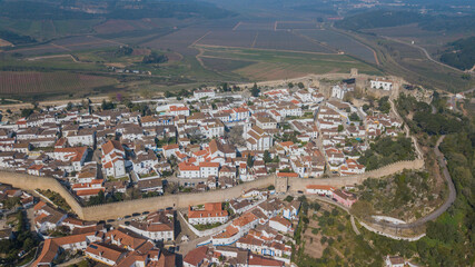 Obraz premium Aerial view of the city of Óbidos, Portugal