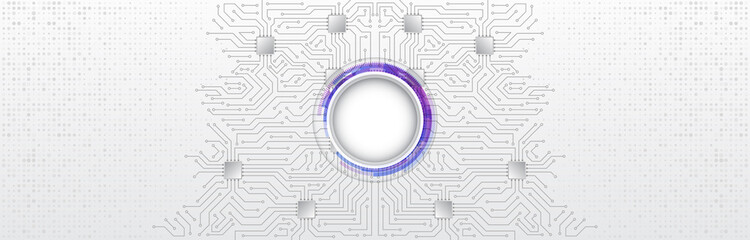 Wide High-tech technology background texture. Circuit board vector illustration. Microelectronics and engineering concept.