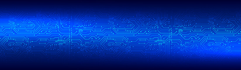 Wide High-tech technology background texture. Circuit board vector illustration. Microelectronics and engineering concept.