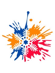 Bunter Geschmolzener Schneestern Design Schneeflocke Tropfen Klecks 