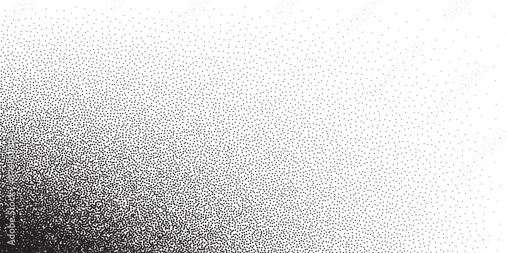 Wall mural dotwork pattern vector background. black noise stipple dots. sand grain effect. black dots grunge ba