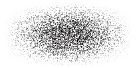Dotwork spot pattern vector background. Sand grain effect. Black noise stipple dots. Abstract noise dotwork pattern. Black dots grunge banner. Gradient stipple. Stochastic dotted vector background.