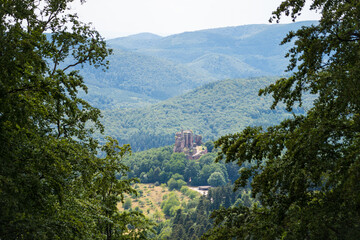 Fototapeta premium beatiful landscape of the pfälzer wald hills and the dahner rock castles, rheinland-pfalz, germany
