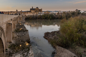Fototapeta na wymiar Paisaje del rio Guadalquivir a su paso por la ciudad de Córdoba, Andalucia , España