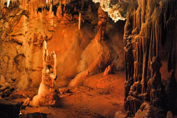 Stalactites and stalagmites  in the cave of the Grandes Canalettes