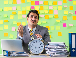 Businessman having trouble with his priorities