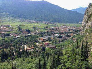 panoramic view of mountains at the garda lake, city of Arco, northern italy