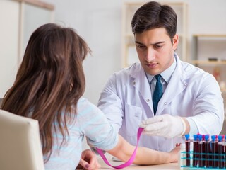 Patient during blood test sampling procedure taken for analysis