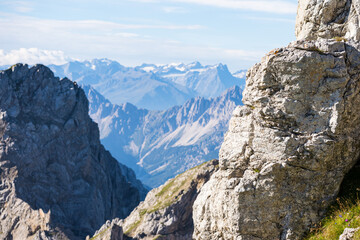 mountain panorama view from the karwendel mountains, bavaria, germany