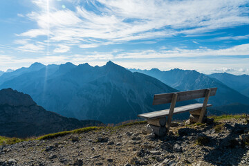 mountain panorama view from the karwendel mountains, bavaria, germany