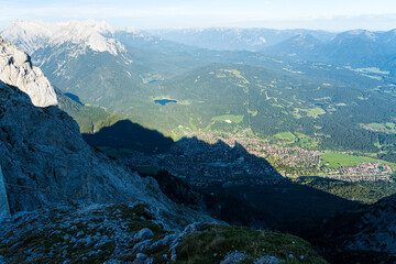 mountain panorama view from the karwendel mountains, bavaria, germany