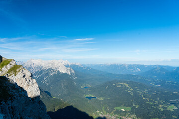 mountain panorama view from the karwendel mountains, bavaria, germany