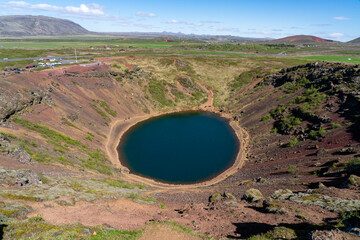 Kerid crater lake in Iceland