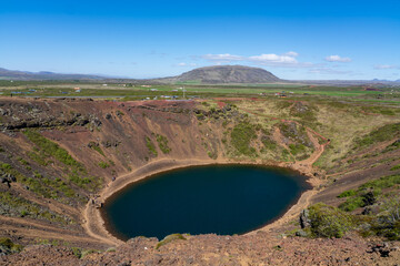 Kerid crater lake in Iceland