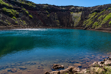 Kerid crater lake in Iceland
