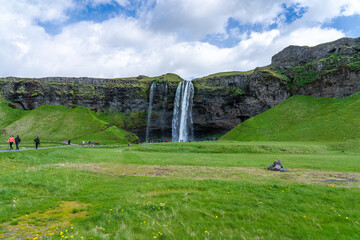 Beautiful rocky waterfall in Iceland