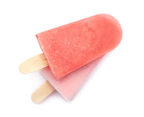 Tasty watermelon ice-cream on white background
