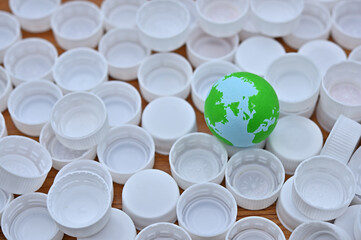 There is the earth ball on a lot of plastic caps.