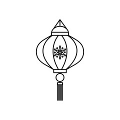mid autumn concept, chinese lantern with decorative ornament, line style