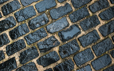 Wet brick stone background.