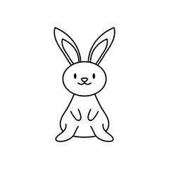 cartoon cute rabbit icon, line style
