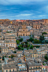 Fototapeta na wymiar View of Modica, Sicily, Italy. Modica (Ragusa Province), view of the baroque town. Sicily, Italy. Ancient city Modica from above, Sicily, Italy