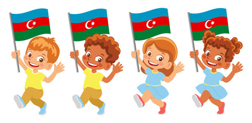 Azerbaijan flag in hand set