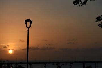 Sunset with lamps in São Luís, maranhão, Brazil