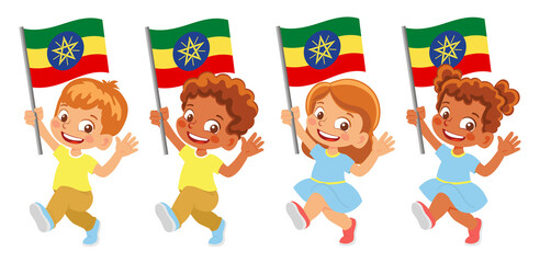 Ethiopia flag in hand set